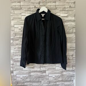 Old Navy Black Button Down Formal Business Casual Long Sleeve Blouse Medium